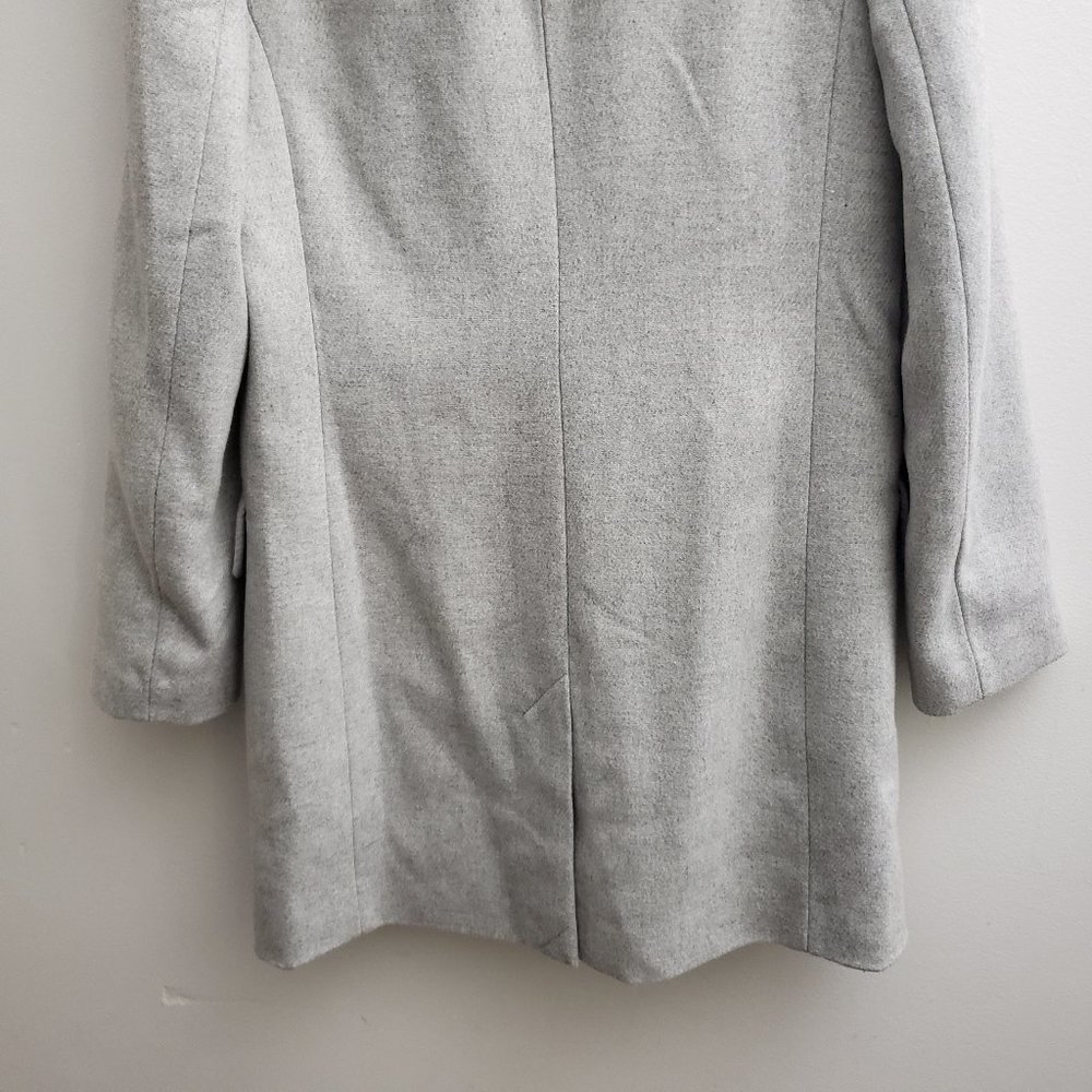 Topshop Gray Long Coat Faux Fur Trim Pocket - Picture 6 of 8